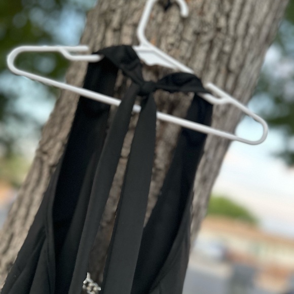 Edikted Goth Grunge Black Halter with Silver Chain Accents - Picture 6 of 7